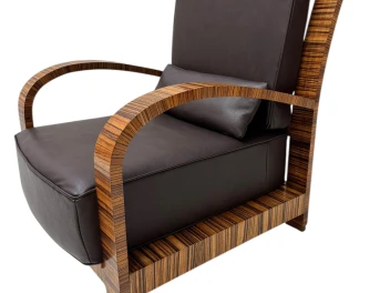 Two Art Deco Lounge Chairs with Leather Cushions France, 1930s